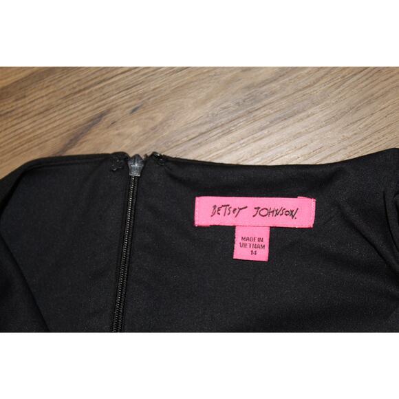Betsey Johnson Black Scuba Crepe Midi Dress with Shoulder Bow Size 14 - Picture 5 of 5